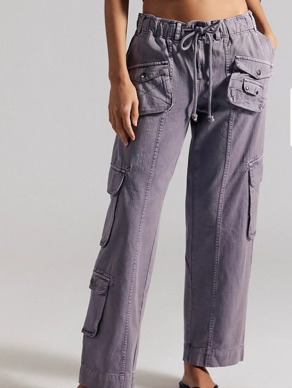 Free People Tahiti Drawstring Cargo Pants with Multiple Pockets - Picture 1 of 4